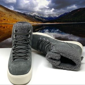 MARC FISHER Suede Lace Up Cozy Hiker Booties